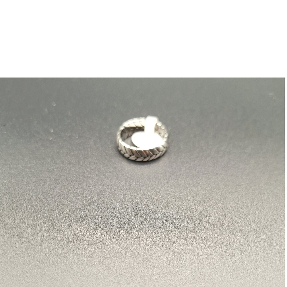 Mens Silver Tone Braided Wheat Chain Link Band Ring Size 9 Vintage Style